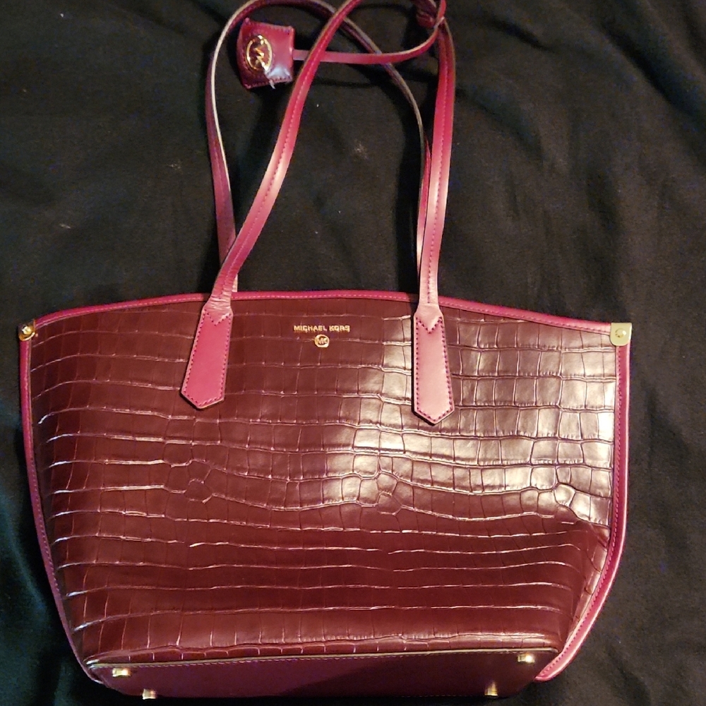 Michael Kors Brown Croc-Embossed Tote Bag
